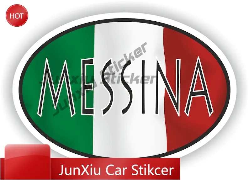 

Messina Italy Country Code Oval Sticker with Heavy Duty Exterior Decor For Laptop Wall Sun Protection Decoration Auto Waterproof