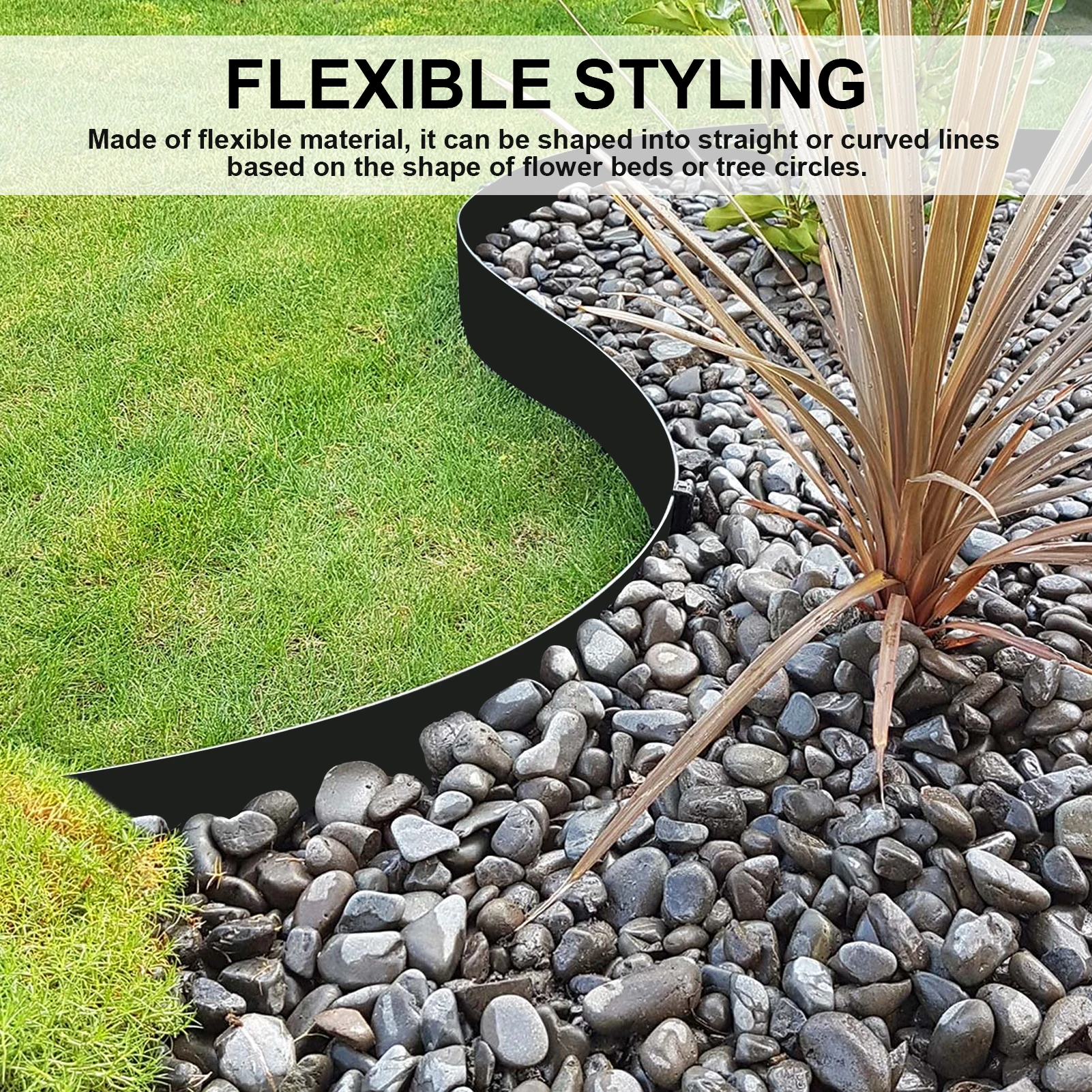 

Garden Landscape Edging 4 Inch Tall Lawn Edging No Dig Landscape Edging Border with Spikes, Lawn Edging Roll Kit for Garden Flower Beds Yards