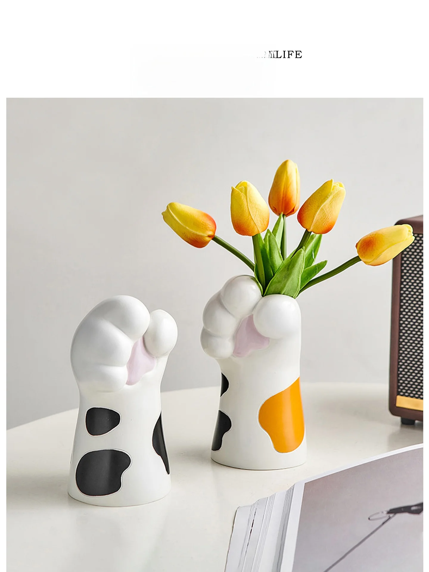 

Креативная ваза для цветов в форме лапы, очаровательный декор для гостиной, прихожей, тумбы под ТВ, настольный держатель для цветов из смолы, бренд Tee Life