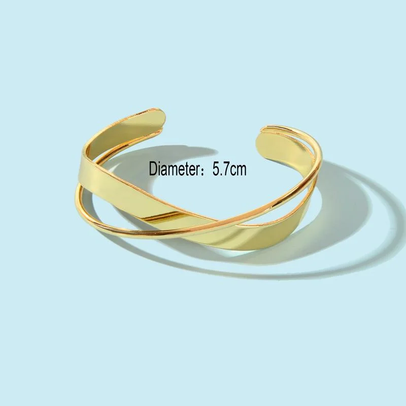 Exquisite Fashion Gold Silver Smooth Wave Double Infinite Twisted Cross Open Bracelet for Women Bangle Wedding Party Jewelry