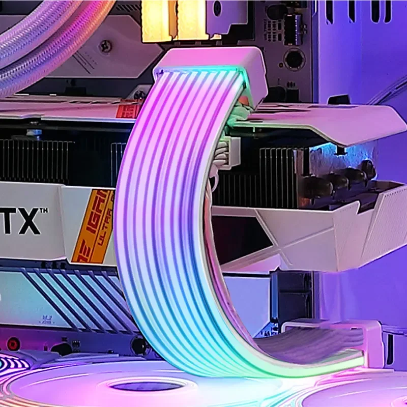 لوحة إضاءة ARGB قابلة للانحناء غير متزامنة، مناسبة لبطاقة الرسومات 24pin/8pin/2x8pin/12VHPWR/شريط إضاءة مزخرف للوحة الأم