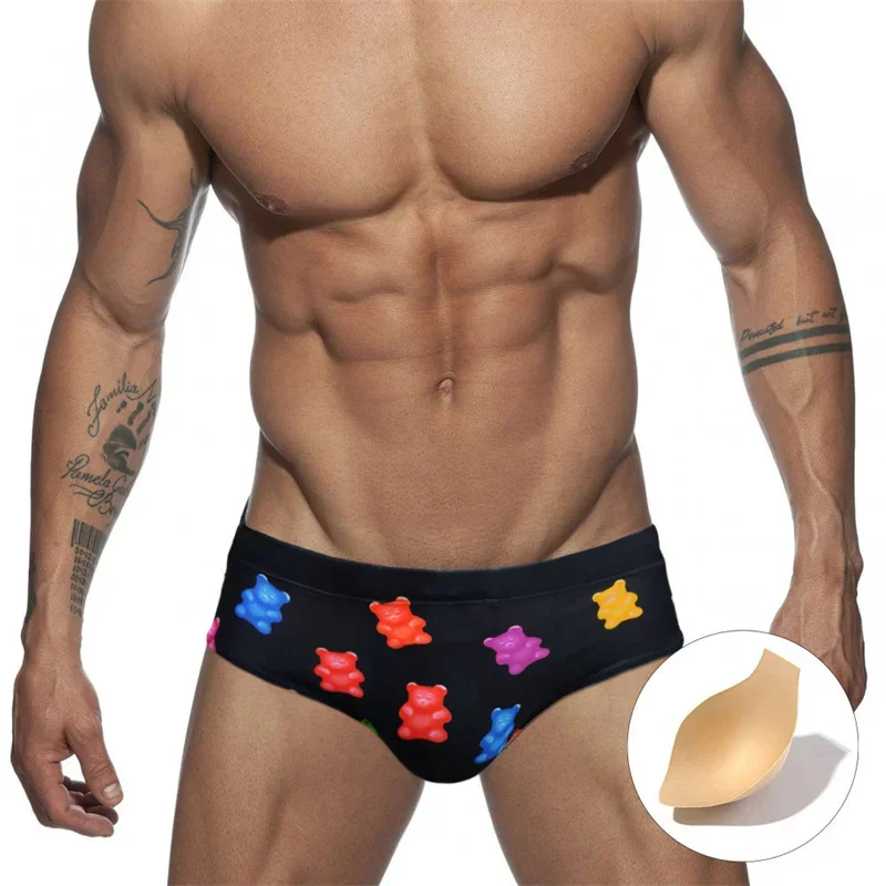 

Printing Men's Swimwear Sexy Summer Swimsuit Briefs Low Waist Bathing Suit Bulge Beach Wear Fashion Short Sport Homme Swimming