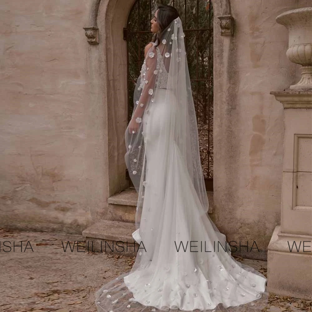 Chic Church Wedding Dresses Jersey Sheath/Column Wedding Party Dresses Ivory O-Neck Two-Piece Set Sequined Tailing Wedding Dress