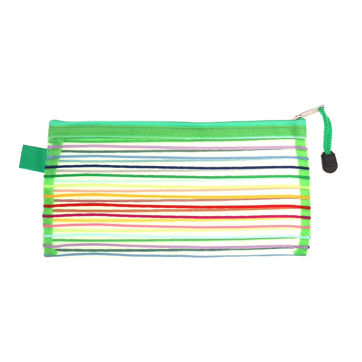 

12 PCS Pencil Case Mesh Storage Bag with Zipper Rainbow Stripes Pouch Colorful Nylon