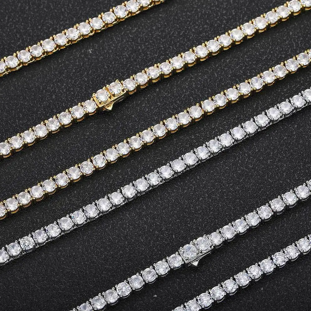 Hip Hop Iced Out Tennis Bracelets for Men Women 3/4/5mm CZ Homme Hand Chain Spring Buckle Bracelet Wedding High Quality Jewelry