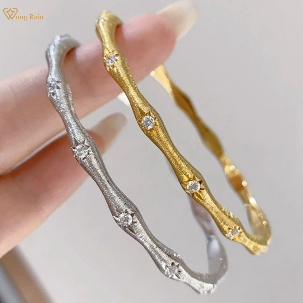 

Wong Rain Sparkling Solid 925 Sterling Silver Lab Sapphire Gemstone Vintage Bracelets Bangle Fine Jewelry for Women Wholesale
