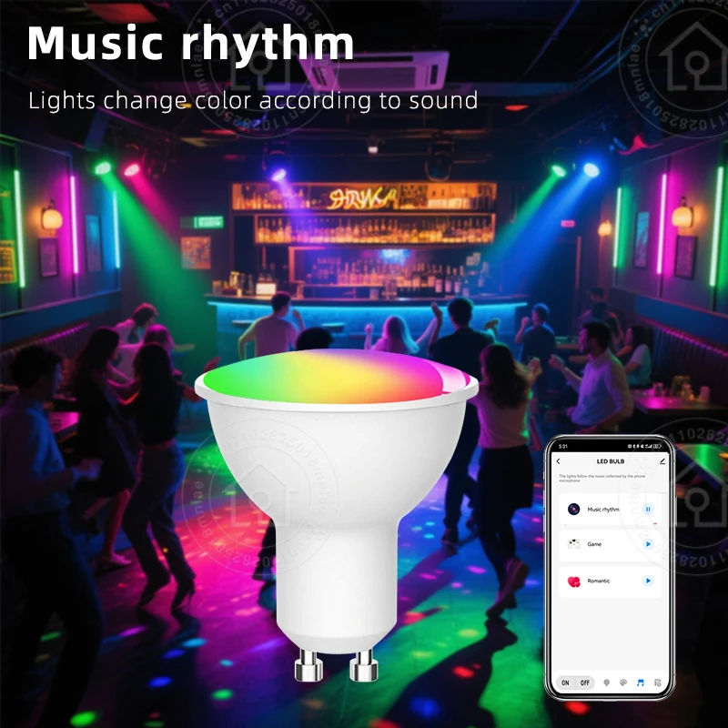 Tuya الذكية واي فاي GU10 LED لمبة 5 واط 7 واط 9 واط 220 فولت 110 فولت الأضواء مصباح RGBCW الحياة الذكية APP يعمل مع أليكسا جوجل المنزل التحكم الصوتي