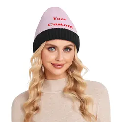 Unisex Winter Hat Plus Fleece Warm Fashion Soft Customize image Men's Women's Outdoor Thickening Ski Sports Knitted Brimless Cap