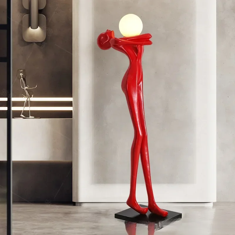 Modern Creative Art Figure Sculpture Floor Lamp Living Room Fiberglass Decoration Model Room Lobby Decorative Light Fixtures