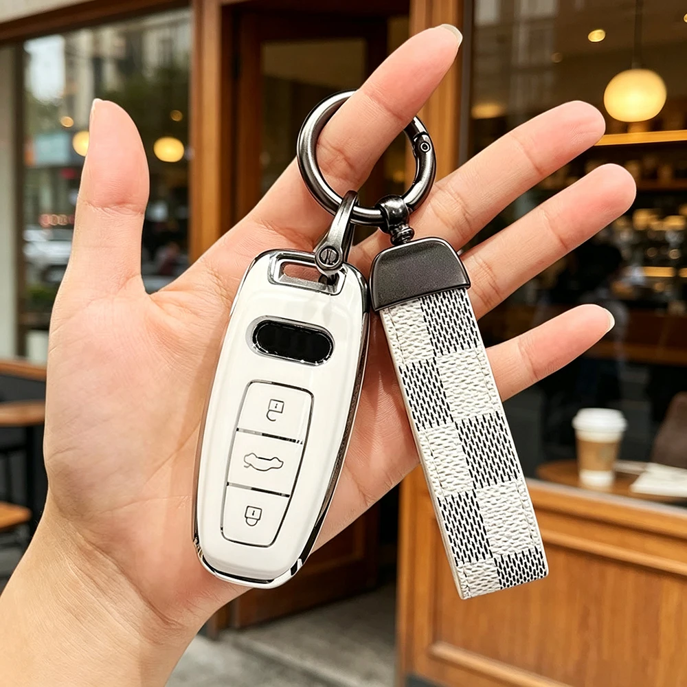 TPU Auto-Styling Schutzhülle für Audi A3 8Y A4 A6 A7 A8 E-tron Q5 Q8 C8 D5 Auto Smart Key Case Cover Zubehör