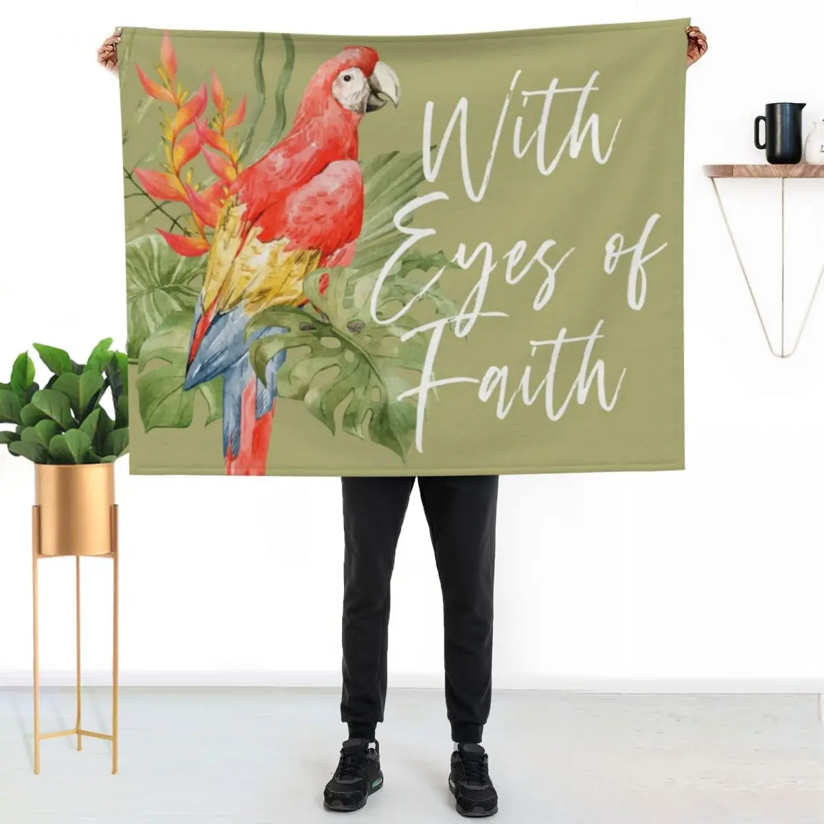 WITH EYES OF FAITH (PARROT) Throw Blanket Lightweight Cozy Blanket for Bed Sofa