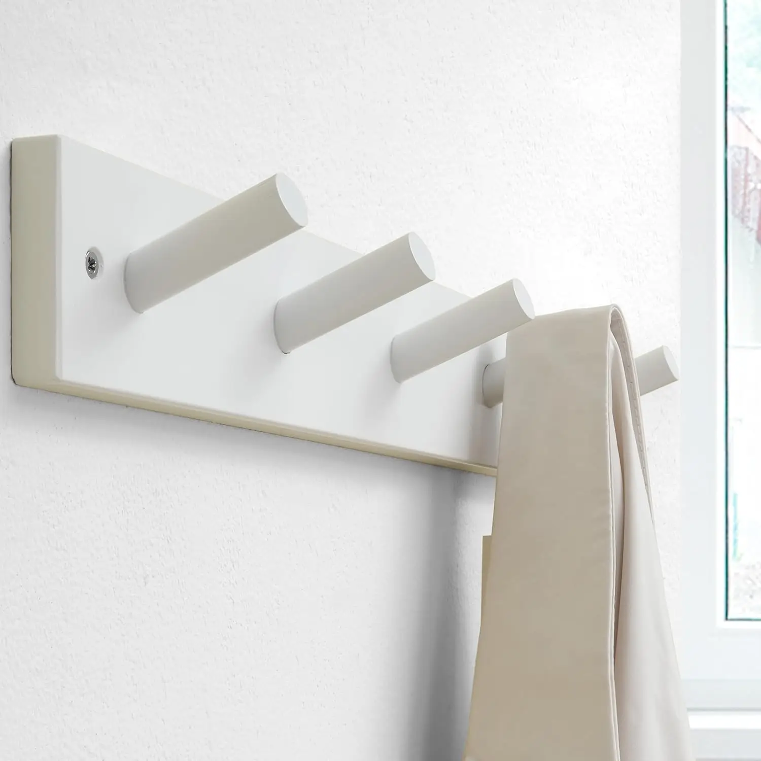 Wooden Wall Mounted Coat Rack,16'' Hole to Hole, 5 Pegs Bamboo Wall Hook for Hanging Clothes Robes