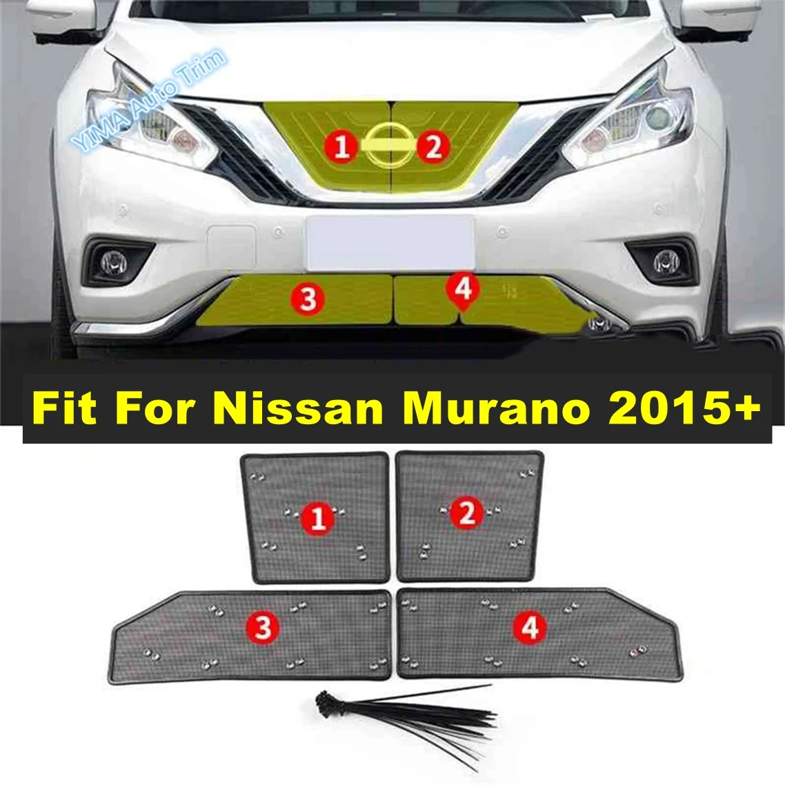 

Lapetus Auto Styling Head Grill Anti-insect Net Protector Front Exterior Accessories For Nissan Murano 2015 2016 2017 2018 2019