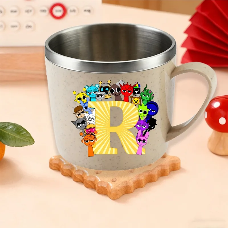 Tazas de Agua de Acero Inoxidable Sprunkis, Tazas de Café y Leche con Diseño Pinki Oren, Tazas con Letras Impresas para el Hogar, Tazas para Cepillos de Dientes, Regalo para Niños y Niñas