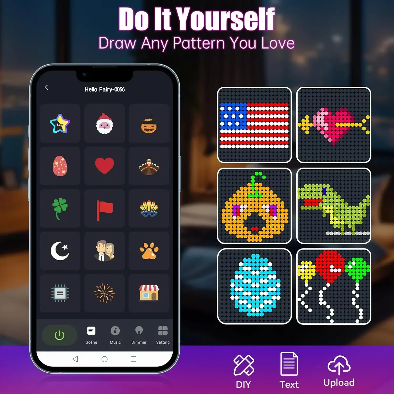 Smart APP Weihnachten LED Vorhang Lichter DIY Text Muster Animation Fee Girlande RGB Lichterketten für Weihnachten Hochzeit Zimmer Dekor