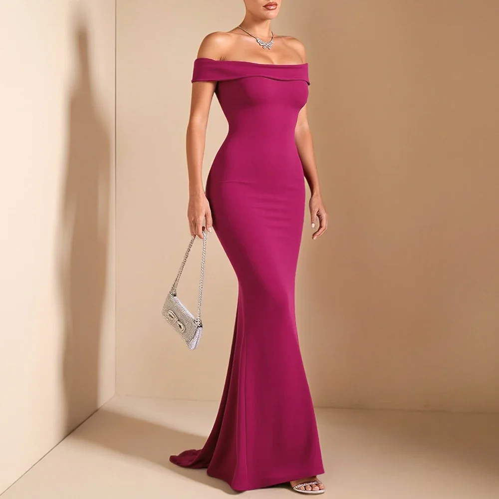 夏のワンピース レディース エレガント 無地 バックレス カットアウト ノースリーブ オフショルダー スキニーフィット マキシ丈 イブニングドレス