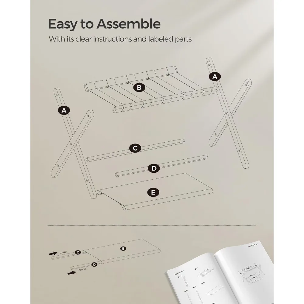 Folding Suitcase Stand com prateleira de armazenamento, bagageiro, Heavy-Duty, detém até 131 lb, adequado para quarto de hóspedes, hotel, quarto, conjunto de 2