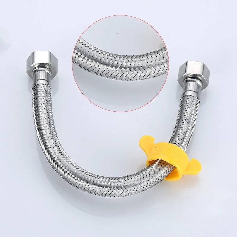 304 Stainless Steel Cold And Hot Braided Water Inlet Hose Household, Toilet Water Heater High-pressure Quarter Metal Pipe Pipe