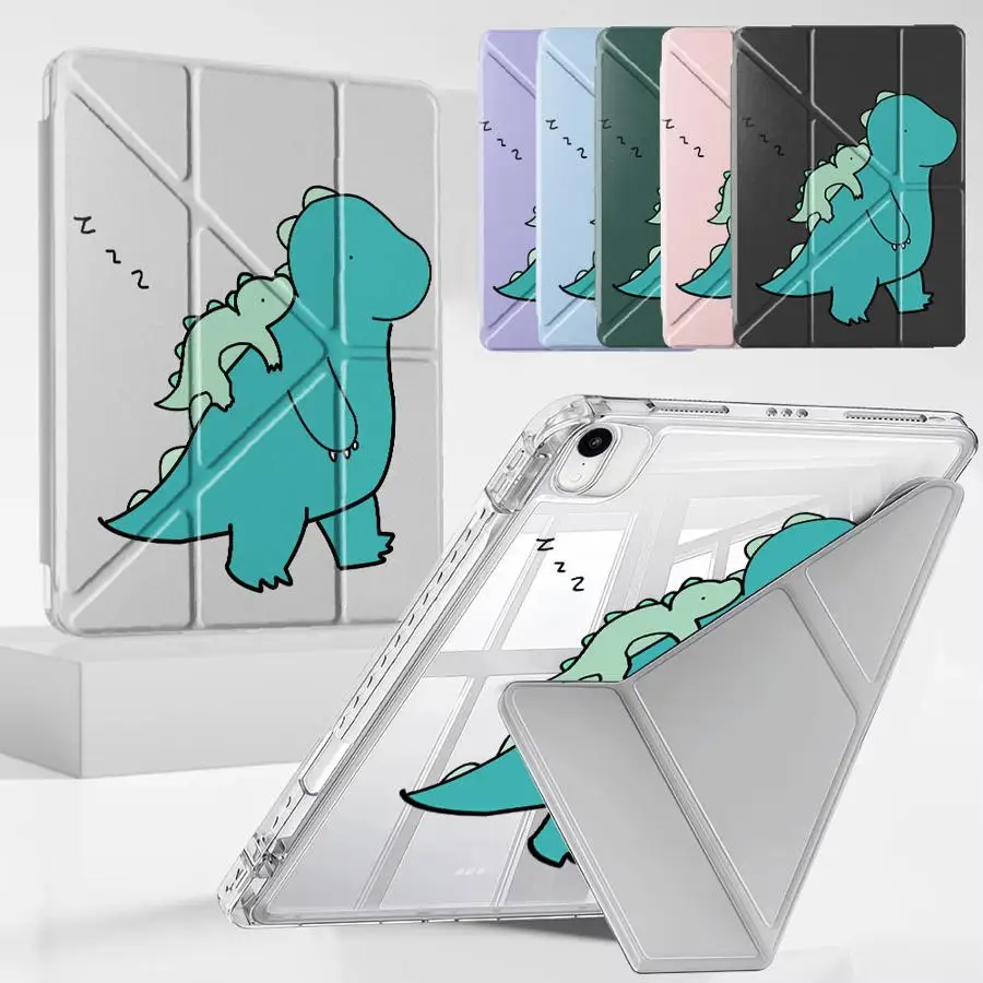 Cartoon Cute Dinosaur Tablet Case For iPad Mini 6 7 Pro 11th 10th 9th 8th 7th 12.9inch Air 4 5 M3 M2 M4 11inch Pro 2025 Holder