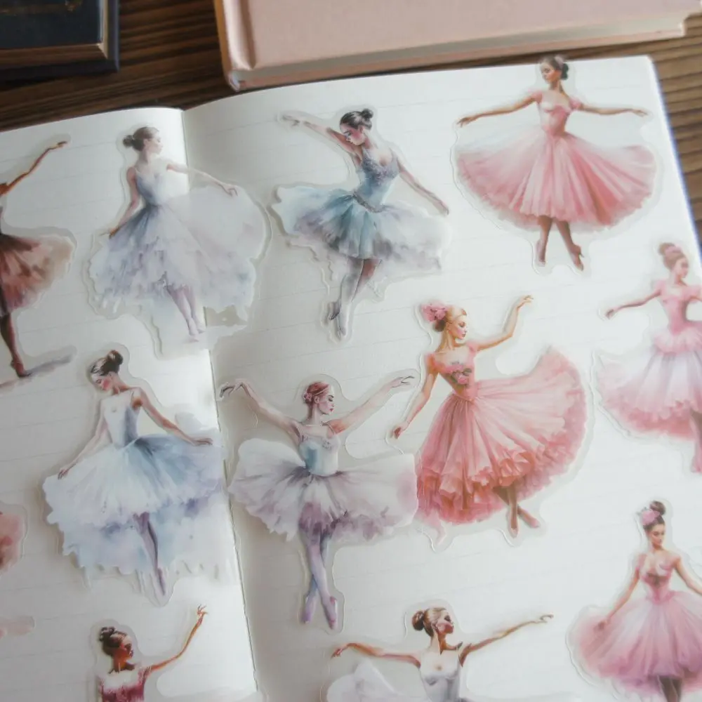 18pcs Elegant Ballerina Dancer Dancing Design PVC Sticker Scrapbooking DIY Gift Packing Label Decoration Tag