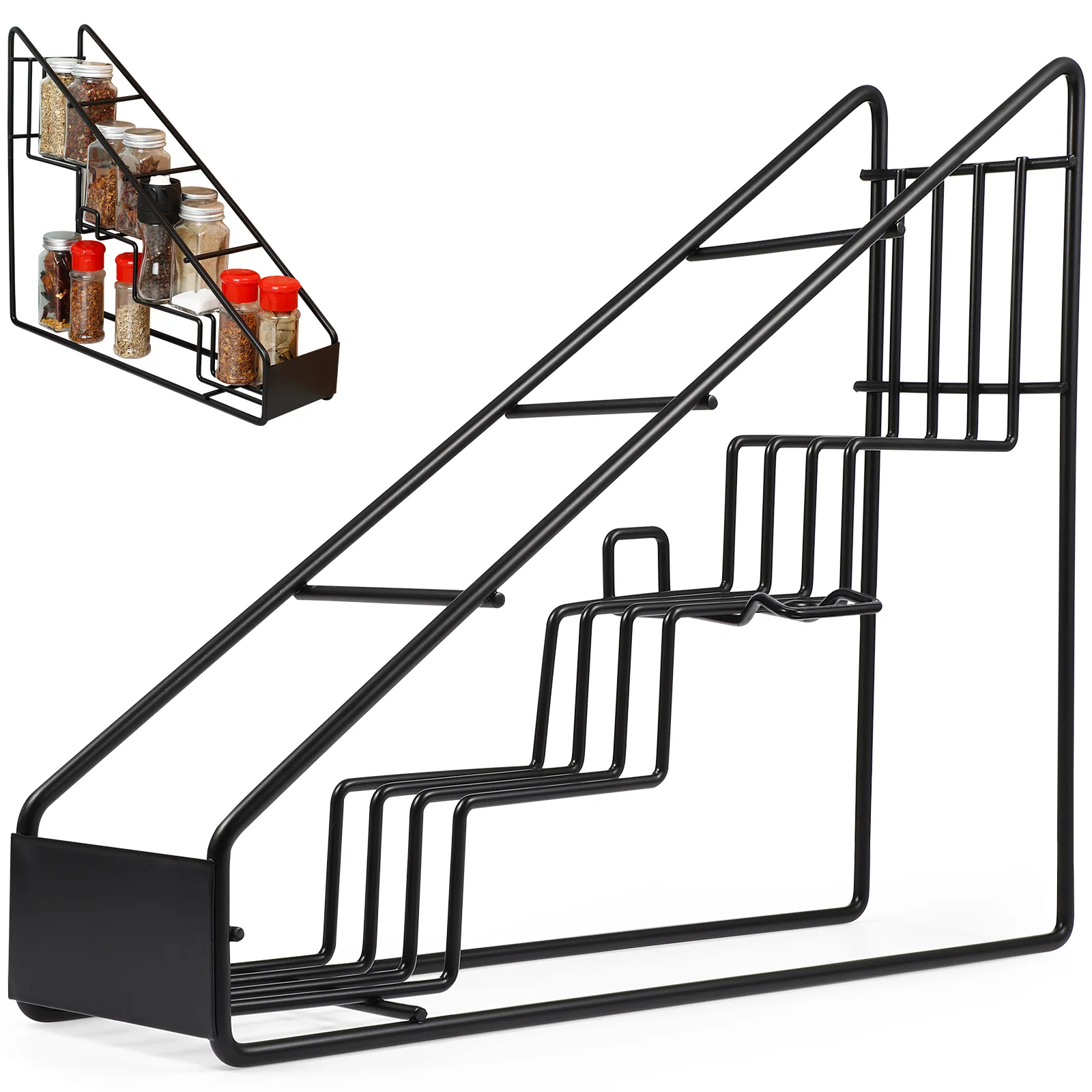 

Functional Syrup Rack Coffee Countertop Display Stand Stainless Steel Storage Holder Stepped Restaurant