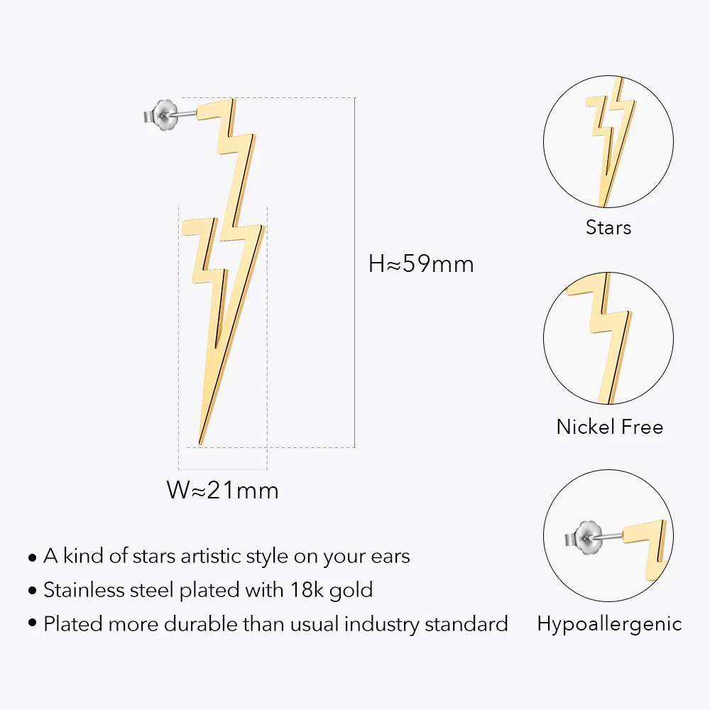 ENFASHION Pendientes Thunder Star Earring For Women Stainless Steel Gold Color Drop Earrings Christmas Fashion Jewelry  E221463