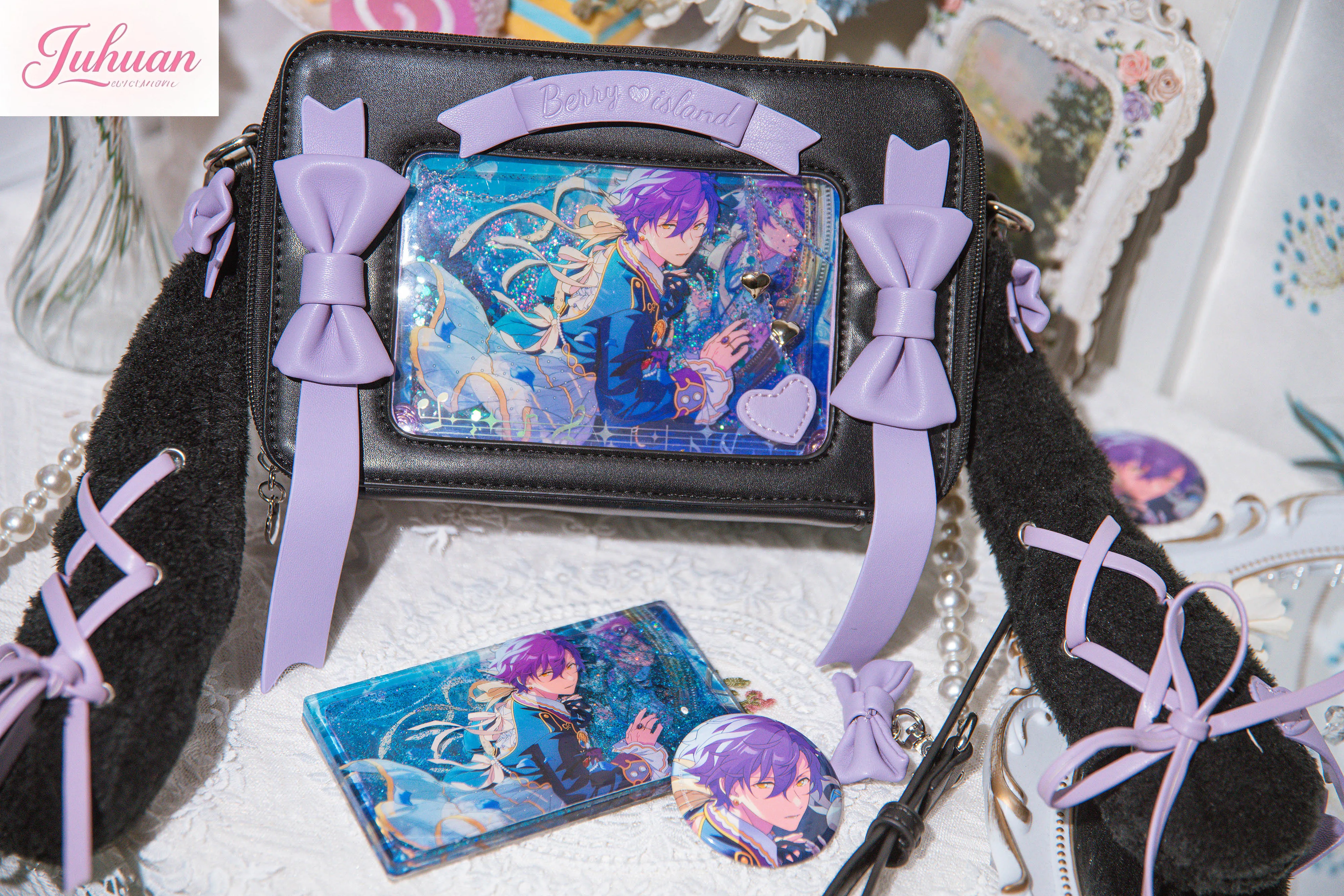 اليابانية لوليتا حقائب الفتيات الحلو القوس بولي PU حقائب كتف 2025 آذان أرنب طويلة Kawaii Crossbody lta حقيبة شفافة لطيف بولسا