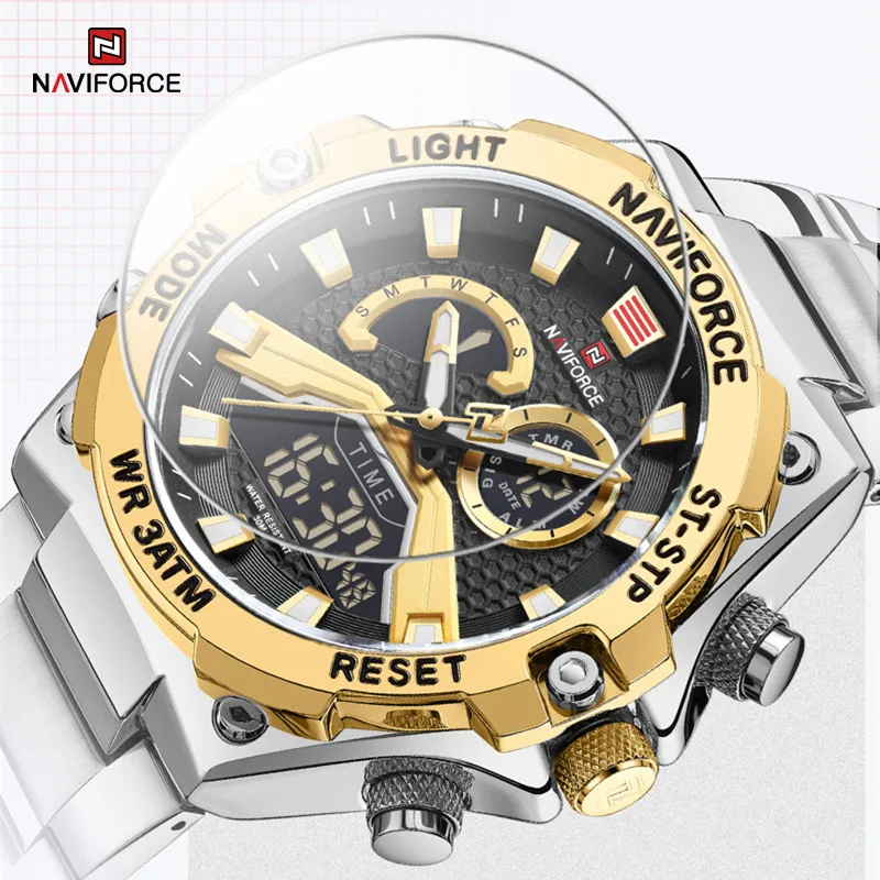 Reloj NAVIFORCE para hombre, relojes deportivos militares digitales a la moda, reloj de pulsera de cuarzo, reloj luminoso resistente al agua para