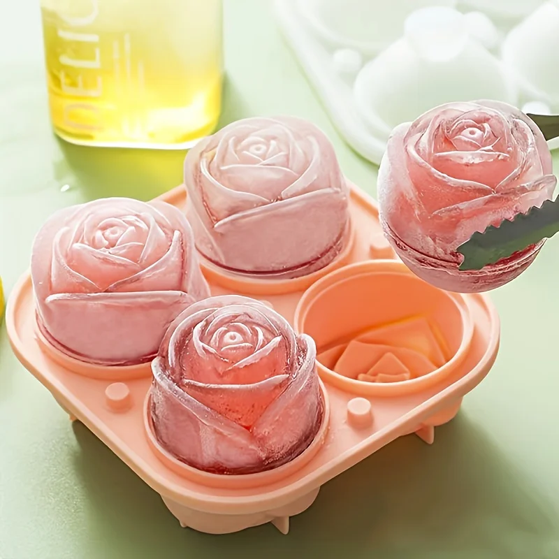 Elegant Rose Shaped Ice Cube Mold Reusable Silicone IceTray Flower Ice Ball Mold Food Grade for Effortless Dessert Summer Drinks