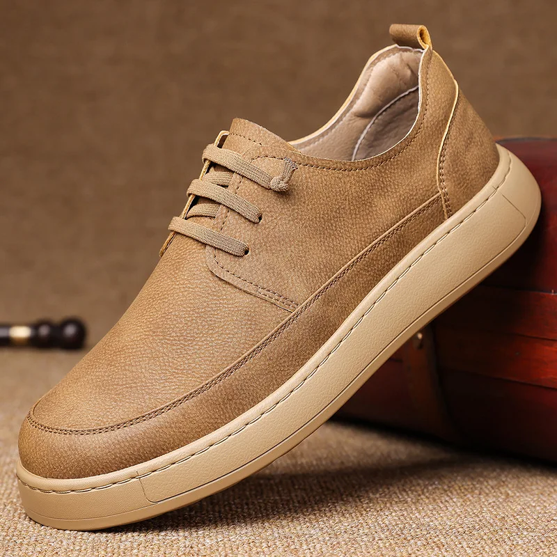 

Обувь для мужчин Кожаная повседневная обувь Ретро-дизайнерская обувь для скейтборда на плоской подошве Модные кроссовки на шнуровке