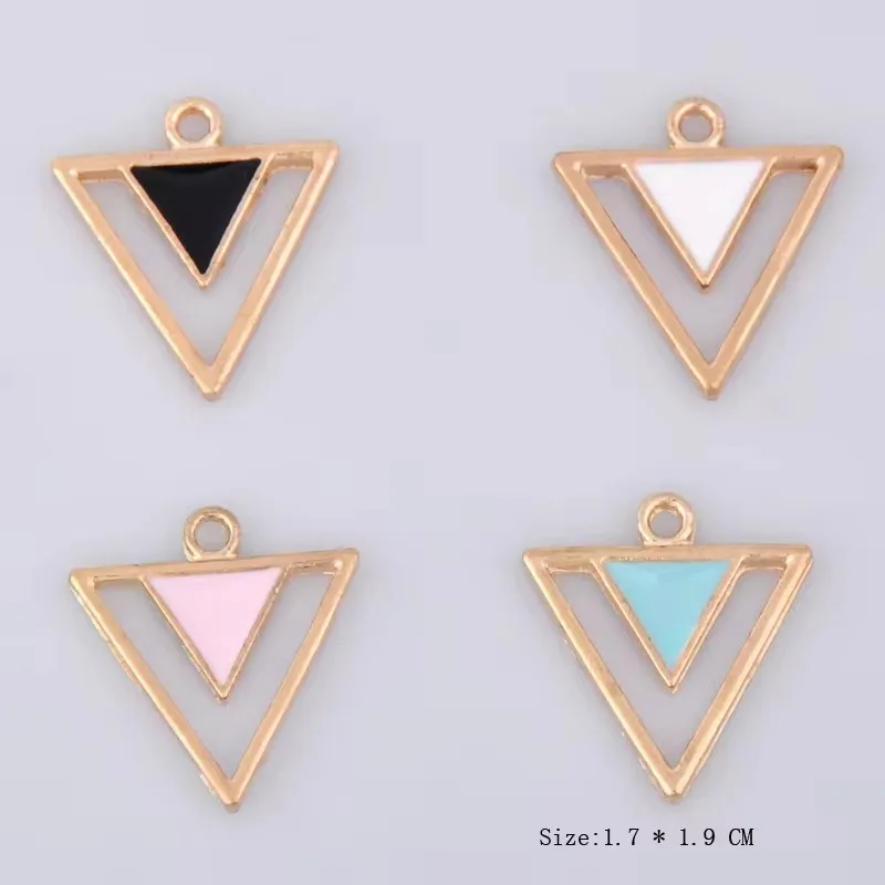 10pcs 17x19mm 2019 Fashion Enamel Triangle Charms Trinket, Metal Geometric Pendants Alloy Dangle For Earrings Jewelry Making Diy