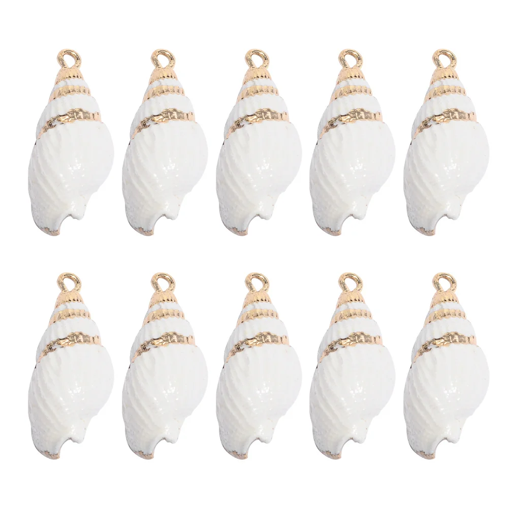 

10 Pcs Necklace DIY Shell Sea Style Decor Gold-rim Conch Ornaments Jewelry Accessories Earrings