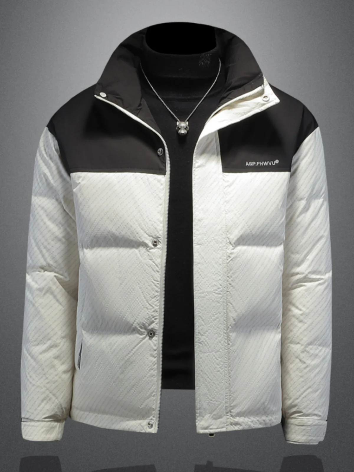 

High Quali Faionable Men's down Jaet Stand Collar White Du Feather Thiened Winter Coat Simple Luxury Korean Sle