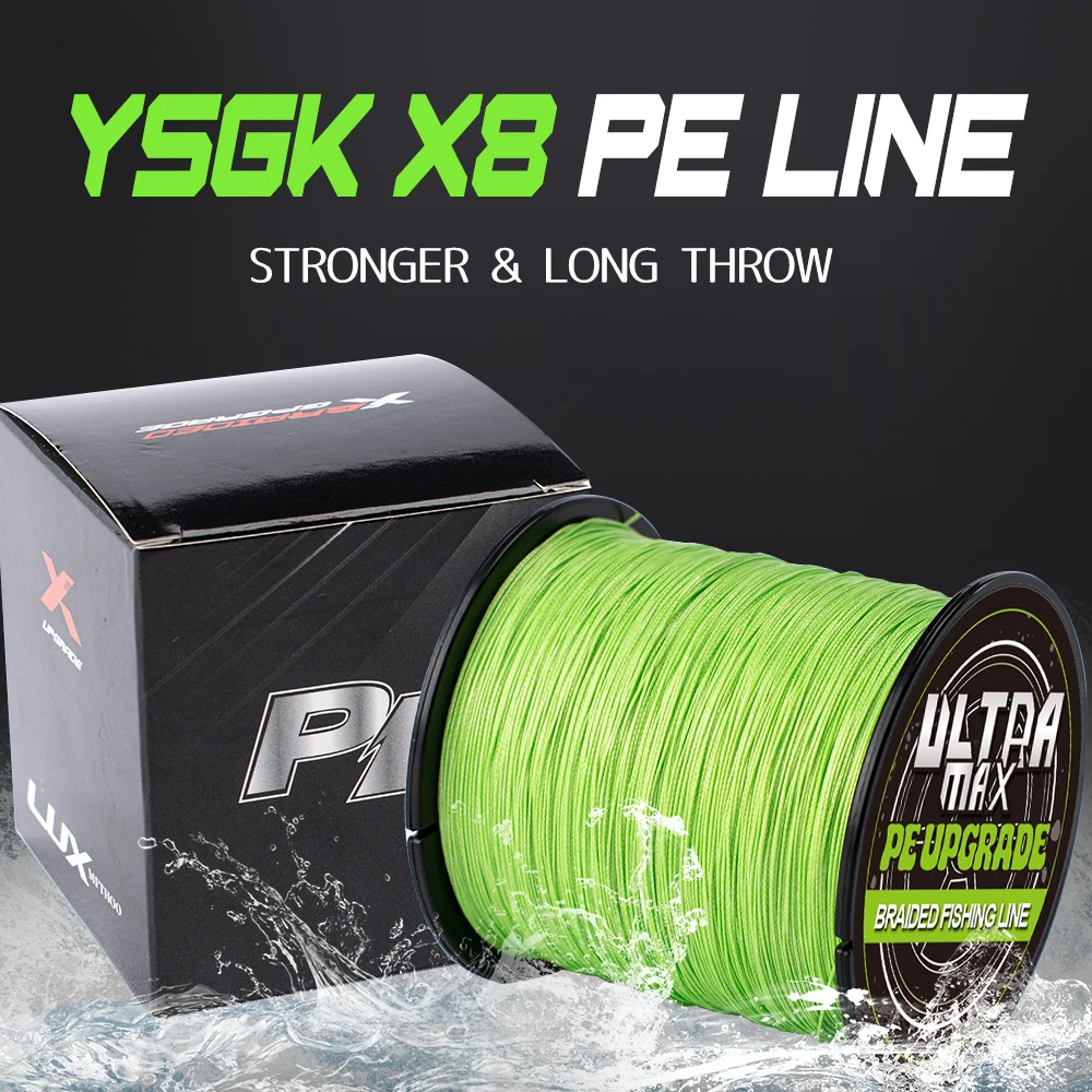 

Плетеная рыболовная леска YSGK X8 PE 300М 500М 1000М, усиленная, для дальнего заброса, мультифиламентная, для ловли карпа, баса, в соленой и пресной воде