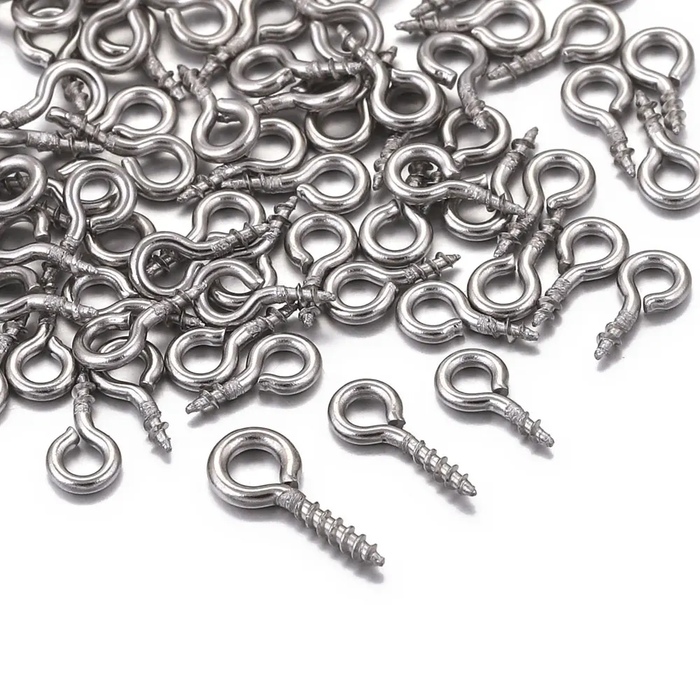 100pcs Jewelry Eye Pins For Making Jewelry Accessories Stainless Steel Eyelets Screw Threaded DIY Eye Pins Findings Supplies