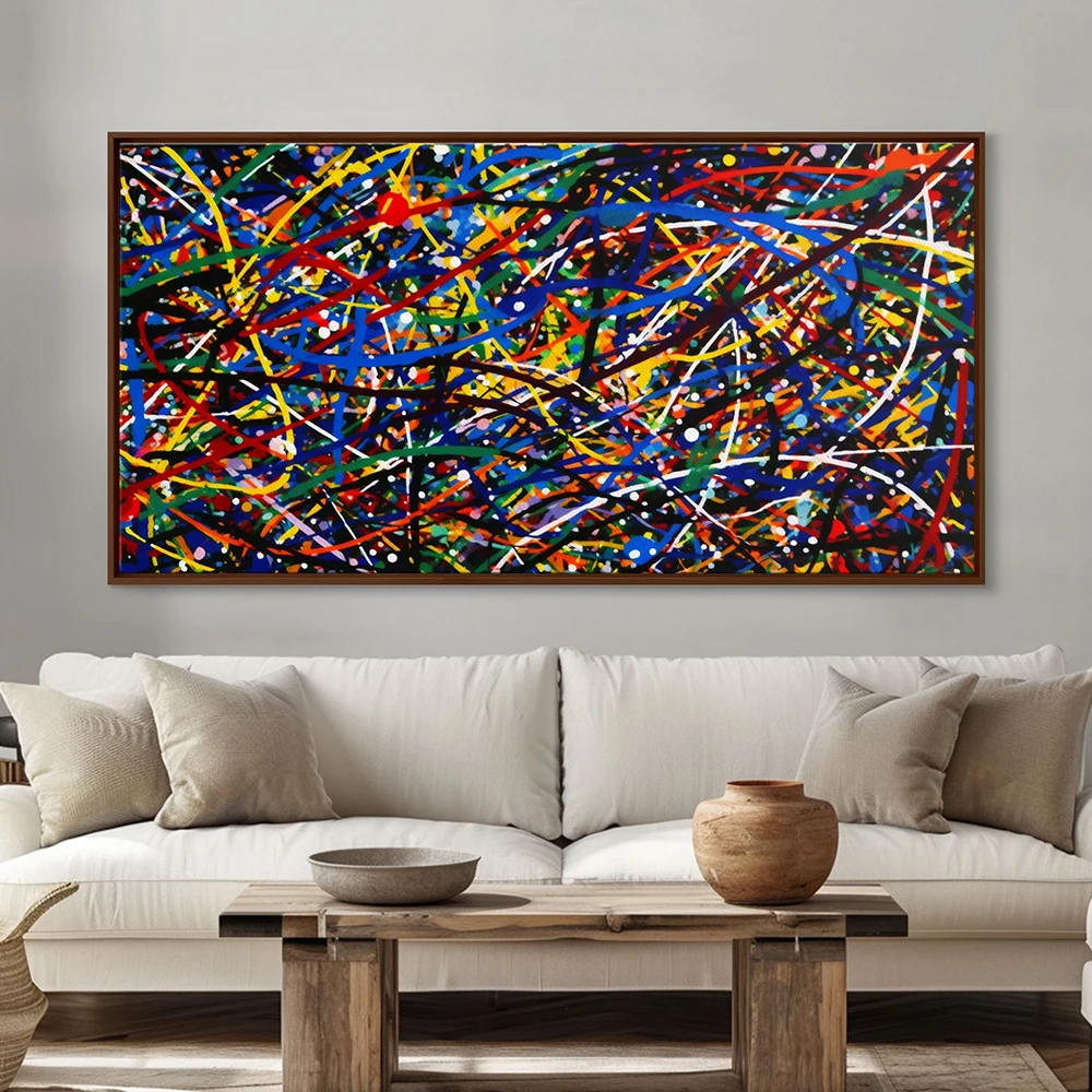 Modern Abstract Jackson Pollock Style Art Canvas Painting Colorful Free Line Large Size Posters Prints Office Bedroom Home Decor