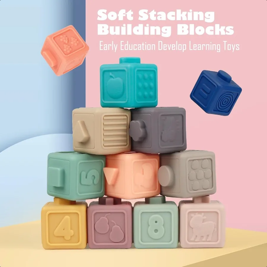 Montori Toys Soft Stacking Building Blocks Rings Balls Sets 3 in 1 Baby Toys Bundle for Babies 612 Months Sensory for Toddlers