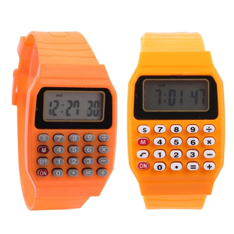 Reloj de pulsera con calculadora electrónica multiusos para niños, fecha de silicona, Fad