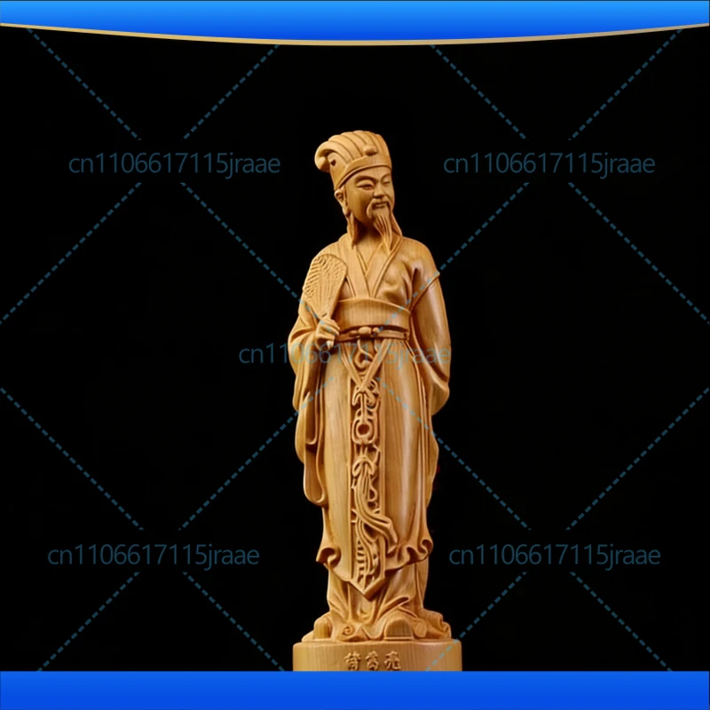 wood carving Zhuge Liang sculptures Figurines historical figure Home Room Office decoration and accessories commemorative gift
