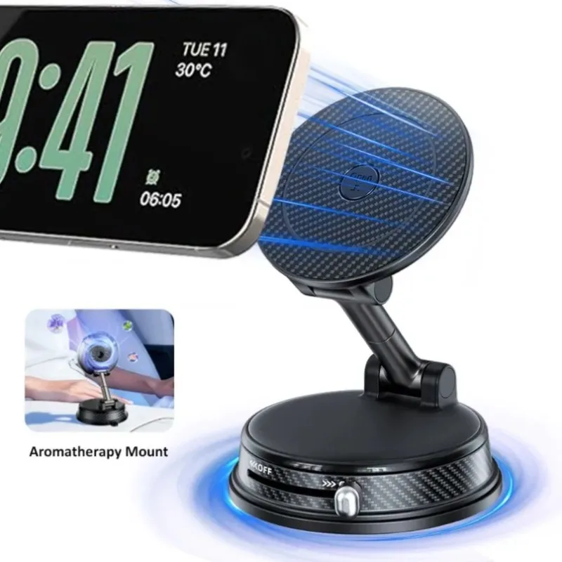 

Вакуумный магнитный 360 ° Регулируемый автомобильный держатель для телефона с магнитным креплением Mag-Safe Ultra и ароматерапией, на присоске, для iPhone и Samsung