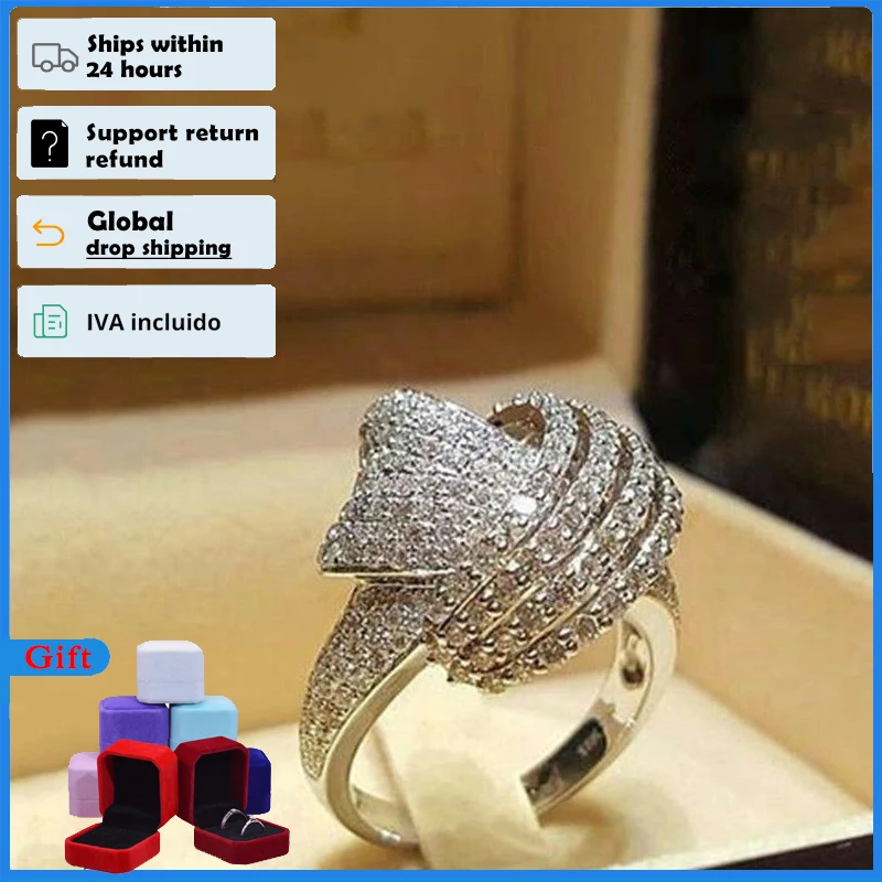 HOYON 18K White Gold Color Diamond Style Ring Set For Women Fine Luxury 925 Sterling Silver Color Moissanite Wedding Jewelry