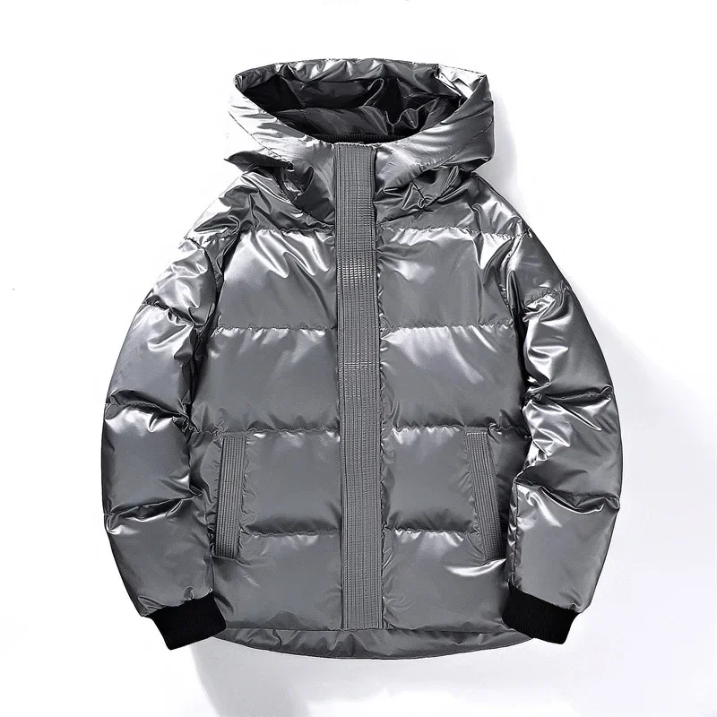 New Puffer Jacket Zipper Hood Solid Sports Down Warmth Parka Streetwear Winter Coat Men'S Jackets