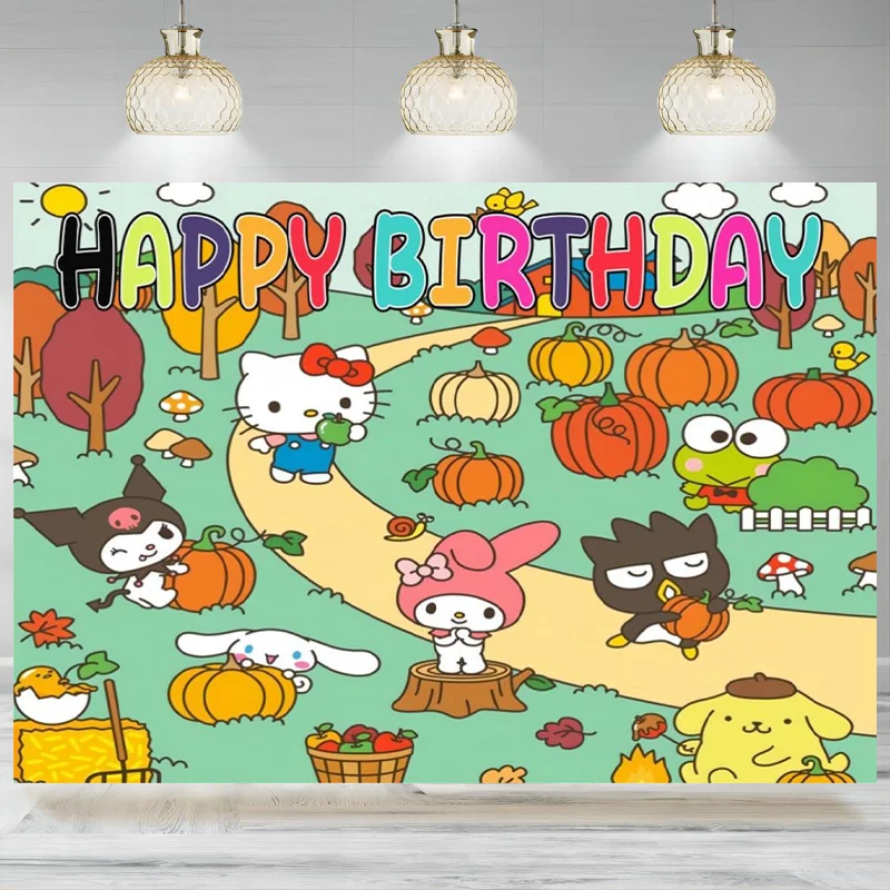 Birthday Party Decoration Backdrop Banner Kittty Cat Frog Themed Thanksgiving Party Photo Photographic Background  Party