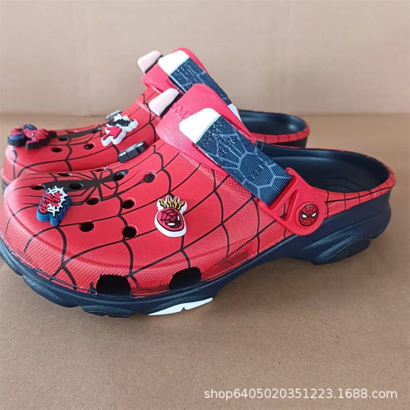 Anime Demon Slayer Spider-Man Clogs Lightweight Eva Slip-On Sandals Decor 3D Shoe Charms Anti-Slip Comfort Slippers for Fan Gift