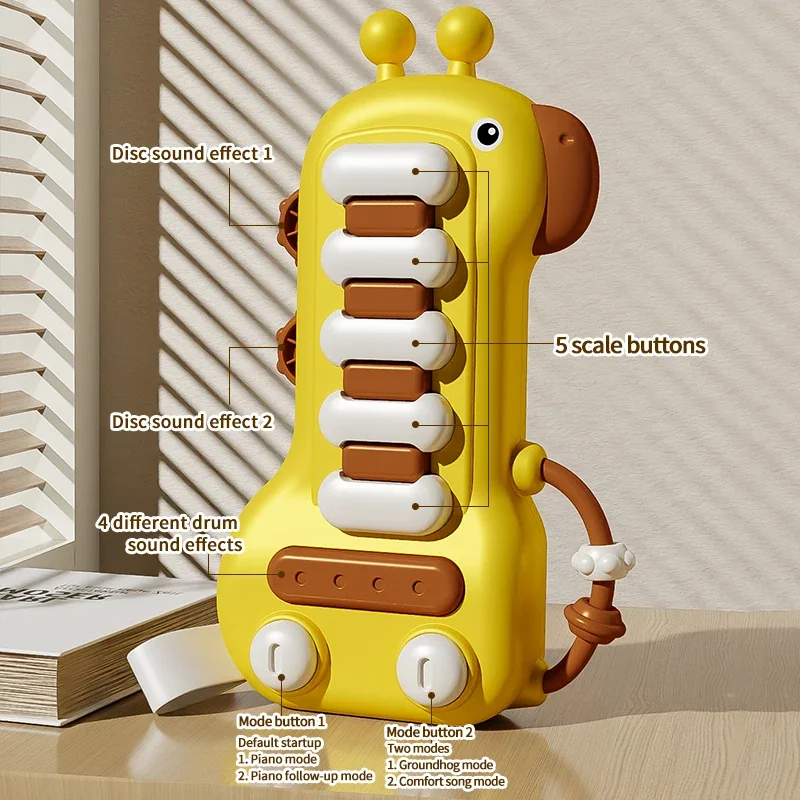 Girafa piano elétrico bebê dedo piano teclado multi-funcional instrumento musical educacional brinquedo sensorial da criança presentes de natal