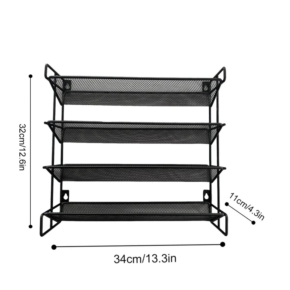 4 Tier Seasoning Organizer Space-Saving Metal Kitchen Countertop Organizer Seasoning Shelf for Kitchen Cabinet Countertop