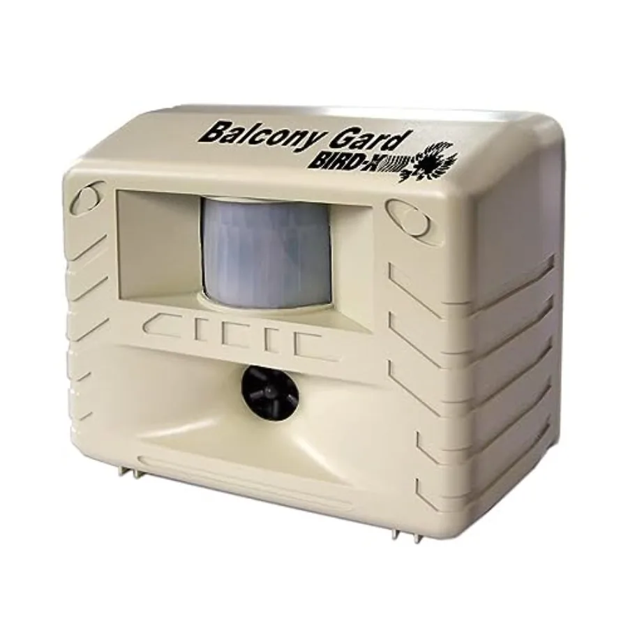 

Balcony Garden Ultrasonic Bird Repeller: ABS Plastic, Black, Motion-Sensor Activation, Covers 900 sq. ft., 1525 kHz Frequency,