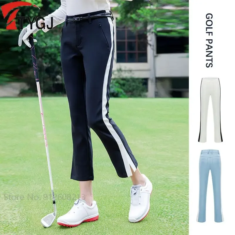 

TTYGJ Women Golf Pants Ladies Elastic Golf Trousers Dry Fit Split Flared Trousers Slim Casual Sweatpants Breathable Bottoms