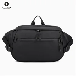 OZUKO Male Casual Waist Packs Waterproof Fanny Pack Men Shoulder Belt Bag Phone Pouch Bags for Teenage Travel Waist Chest Bag