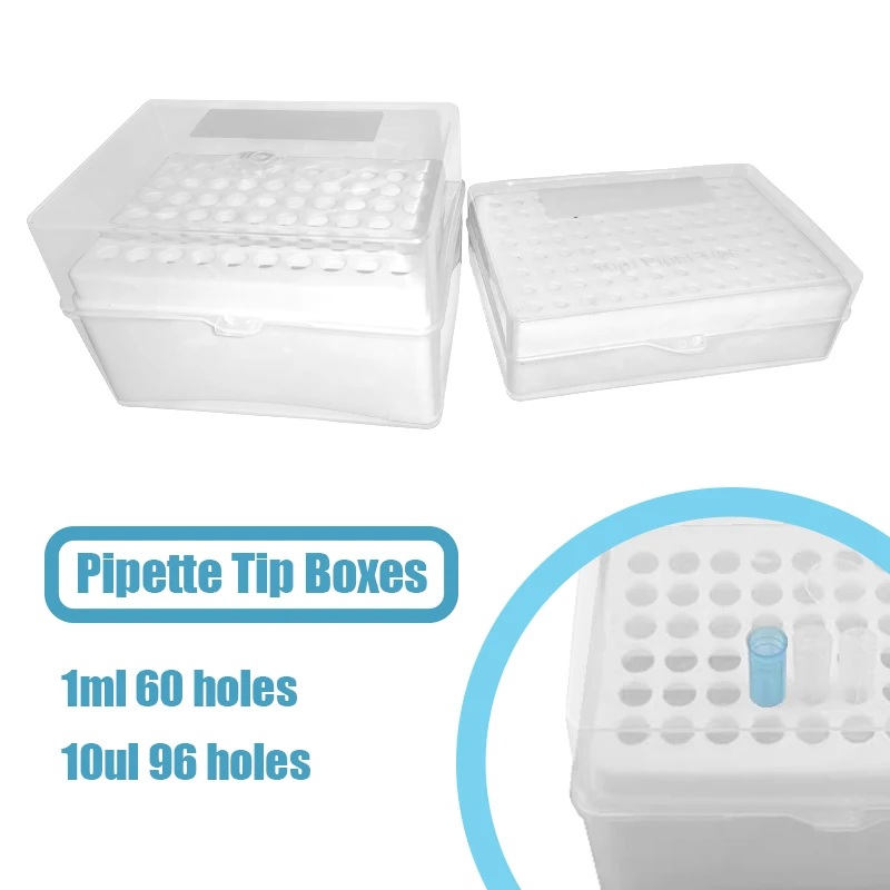 

10ul 96holes Tip Box Plastic Box For Pipette Tips Wells Dropper Box Multiple Sizes Available School Supplies